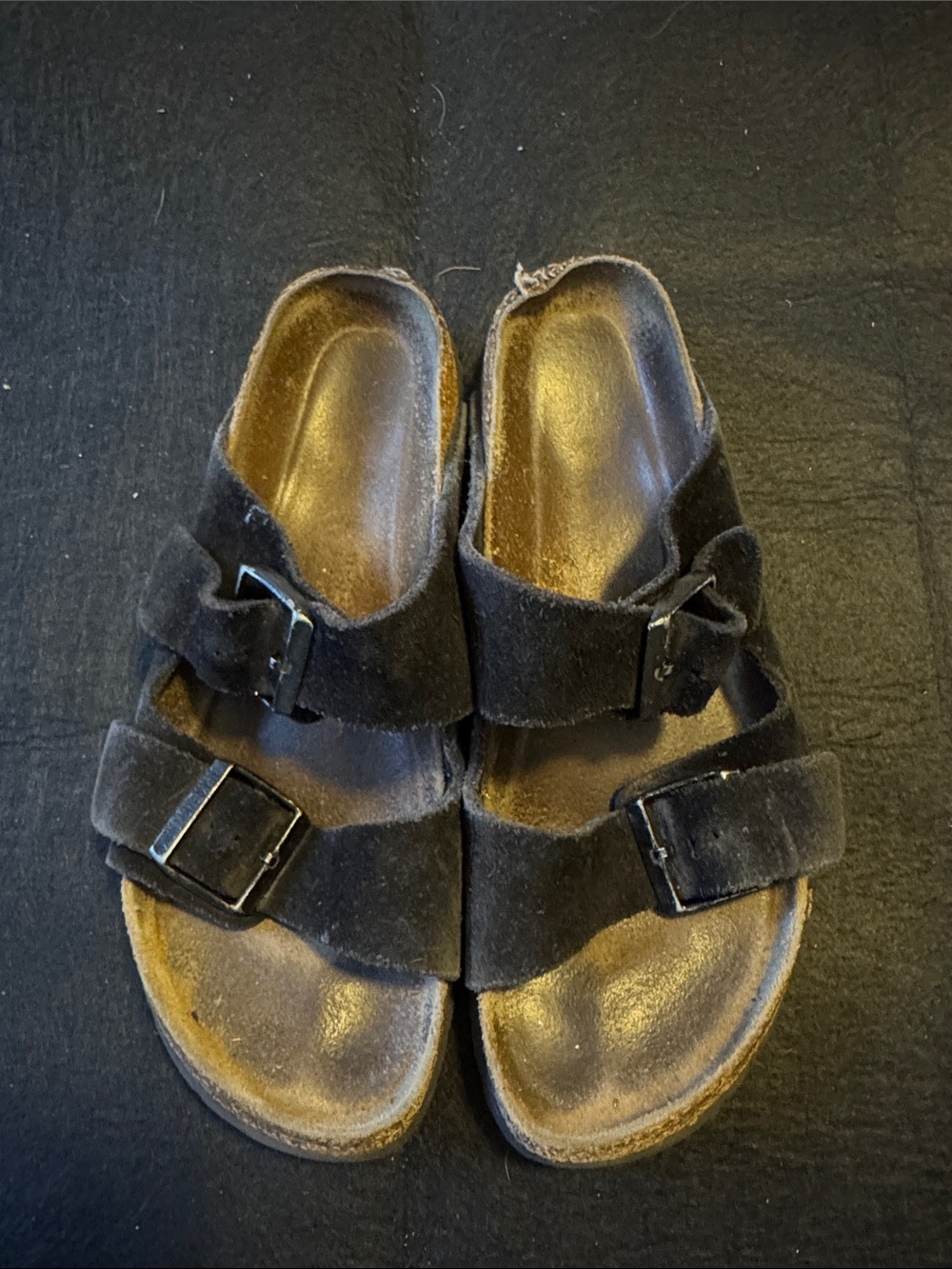 Birkenstock Black Suede Double-Buckle Sandals